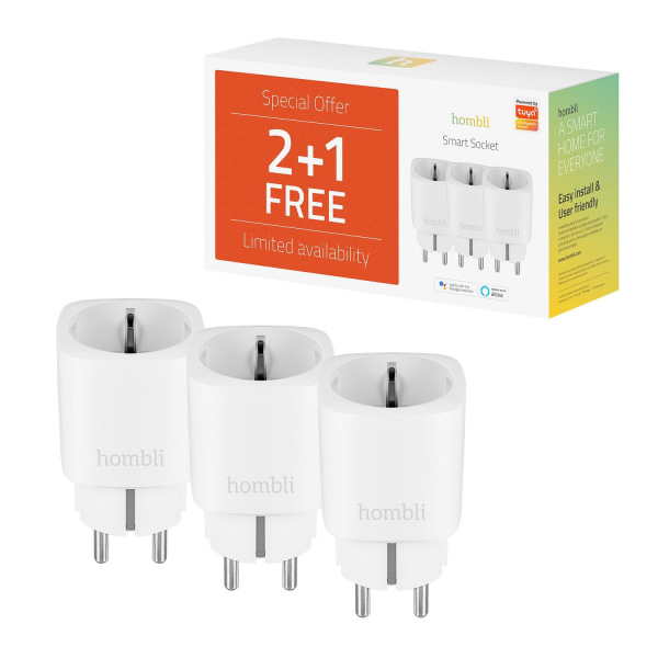 Strömbrytare WiFi Hombli WiFi Plug EU 16A energimätning Vit 3/fp Vit