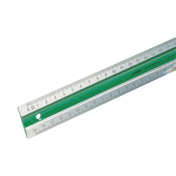 Linjal Linex, dubbel, antiglid, plast, 20cm cm/mm-gradering Grön