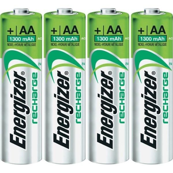 Laddningsbara batterier Recharge, AA, 1,2V, 1300mAh, 4/fp multifärg