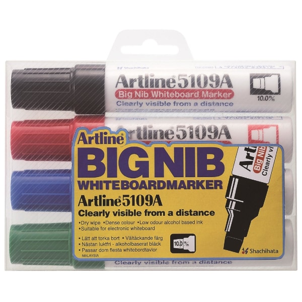 Whiteboardpennor Artline EK-5109A/4W Big Nib, 10mm, Skuren spets multifärg