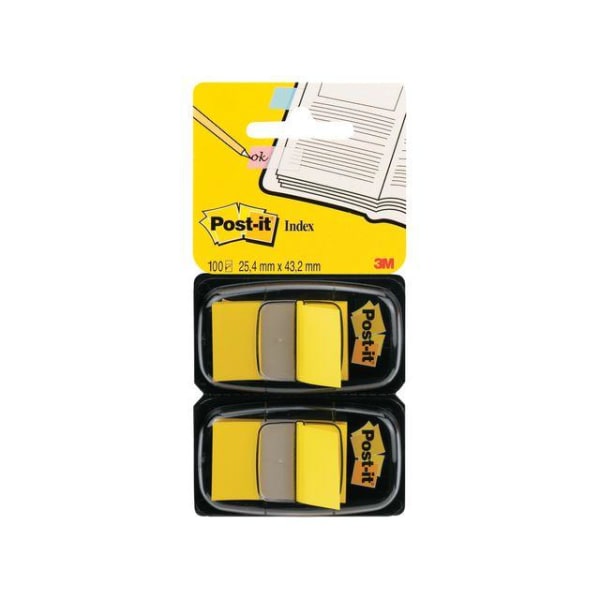 Märkflik Post-it Index 25,4x43,2mm 680-5, Gul, 2x50 flikar/fp Gul