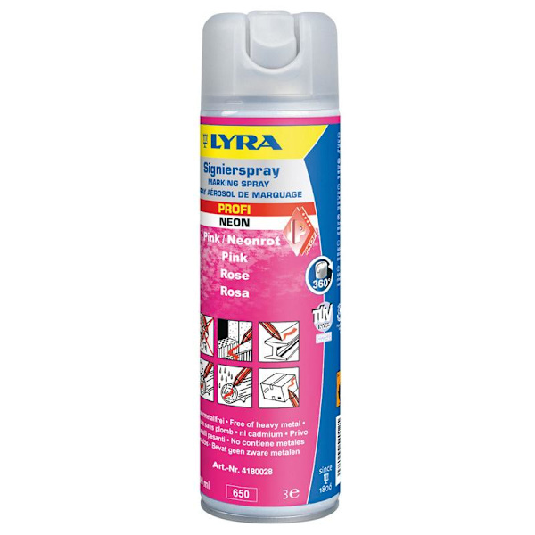 Märkspray/Spayfärg Lyra Profi 4180, 500ml, Rosa Rosa