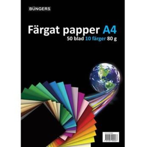 Kopieringspapper A4 80g, syrafritt, 5 ark x 10 färger, 50 ark/fp multifärg