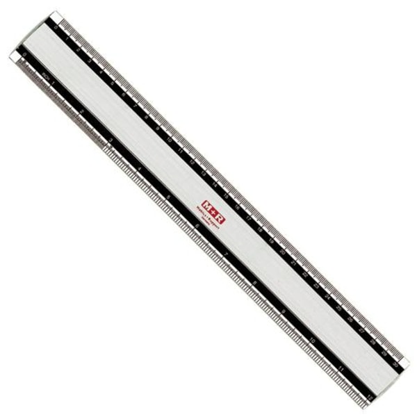 Aluminiumlinjal M+R 30cm cm/mm/tum metall 1/fp grå