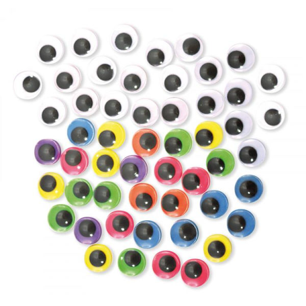 Plastögon färg/svart-vit, 15mm, 300/fp multifärg