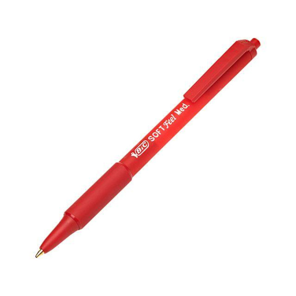 Kulpenna Bic SoftFeel Clic Grip Medium (1,0mm) Röd 12/fp Röd