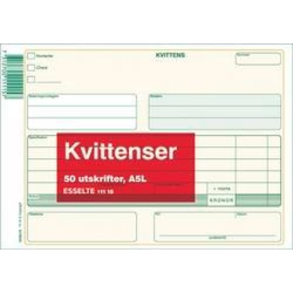 Blankett kvittenser A5L (111 15) 50 blad 1/fp multifärg