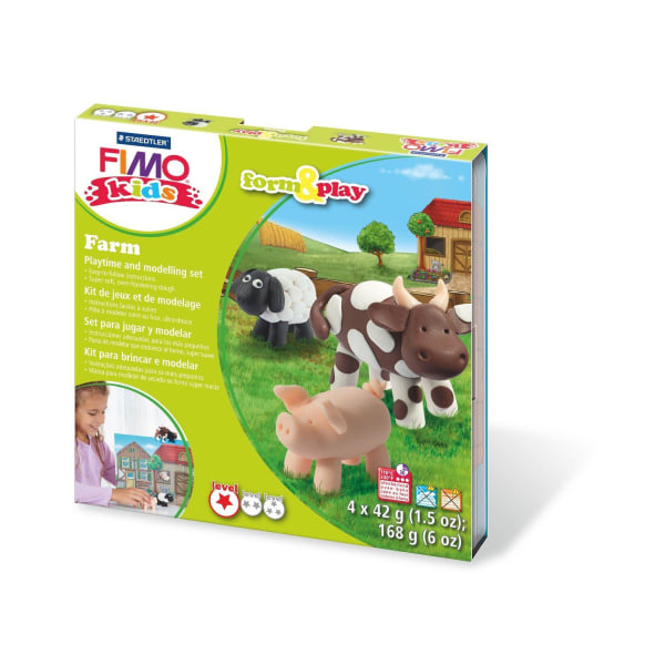 Modellera-set: Modellera Fimo Kids Farm (Bondgård), 4x42gram multifärg