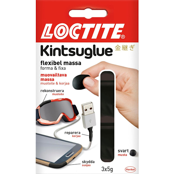 Reparationsmassa Loctite Kintsuglue, flexibel massa, 3x5g, Svart Svart