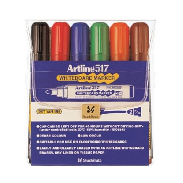 Whiteboardpennor Artline EK-517 Rund spets, 6 färger/fp multifärg