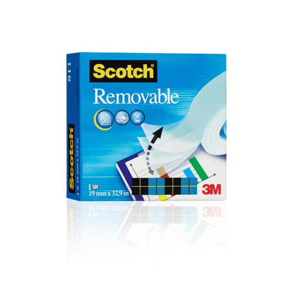 Dokumenttejp Scotch 811 Removable, 32,9m x 19mm, 1rulle/fp Transparent