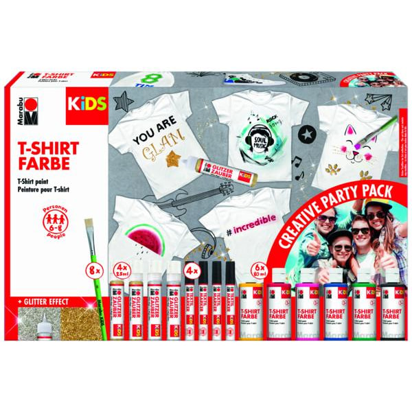 Textilfärgset: Marabu KiDS T-shirt-färg Party Pack (6-8 pers) multifärg