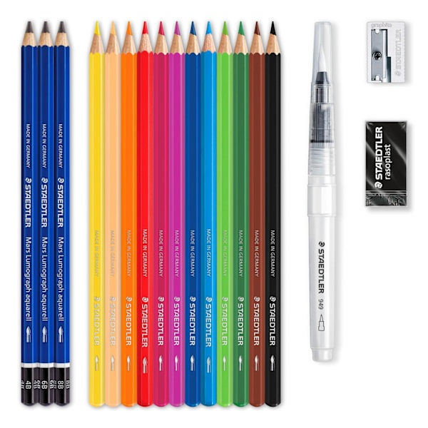 Presentset: Akvarellblock 24x30cm + Staedtler akvarellpennor multifärg