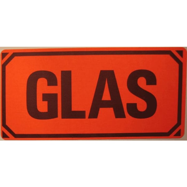 100 st GLAS-etiketter (varningsetiketter/symboletiketter) Röd