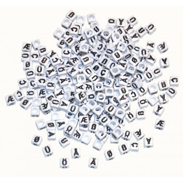 Plastpärlor Bokstäver, Specialtecken, fyrkantiga, 6,5mm, 300/fp multifärg