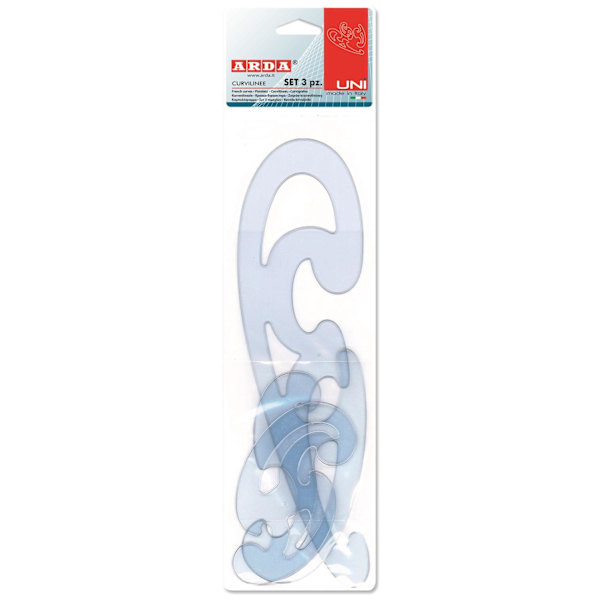 Burmestermallar, French Curves, 13, 17 &amp; 32 cm Transparent