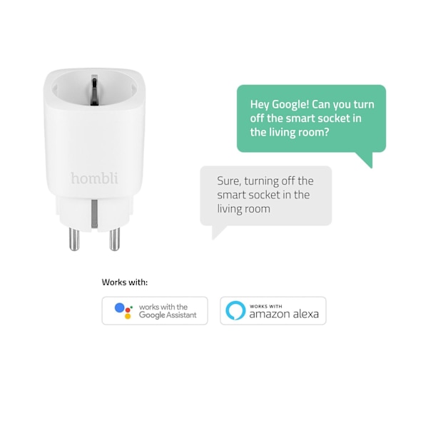 Strömbrytare WiFi Hombli WiFi Plug EU 16A energimätning Vit 3/fp Vit