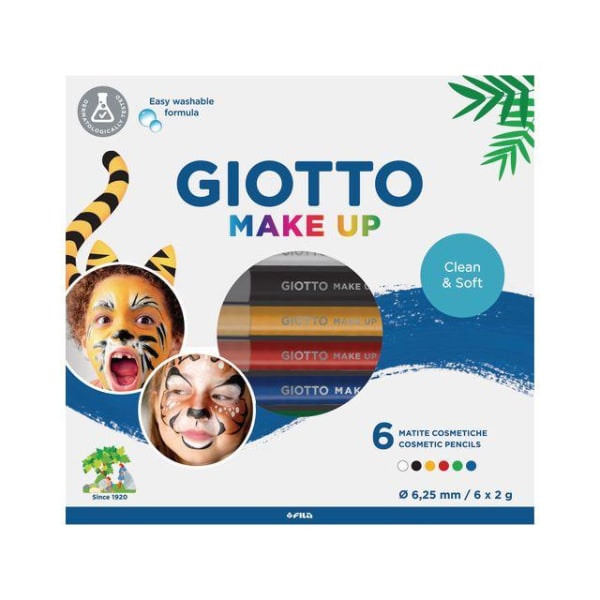Ansiktsfärg/Teatersminkpenna Giotto Make Up Pencils, 6 färger/fp multifärg