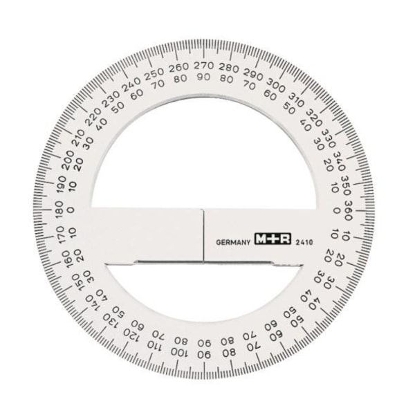 Gradskiva/Helcirkelgradskiva M+R plast 0-360 grader 10cm 1/fp Transparent