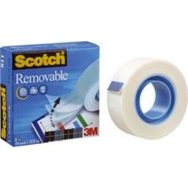 Dokumenttejp Scotch 811 Removable, 32,9m x 19mm, 1rulle/fp Transparent