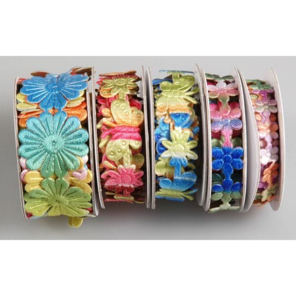 Klistermärken på rulle, blommor + fjärilar, tyg, 500/fp multifärg