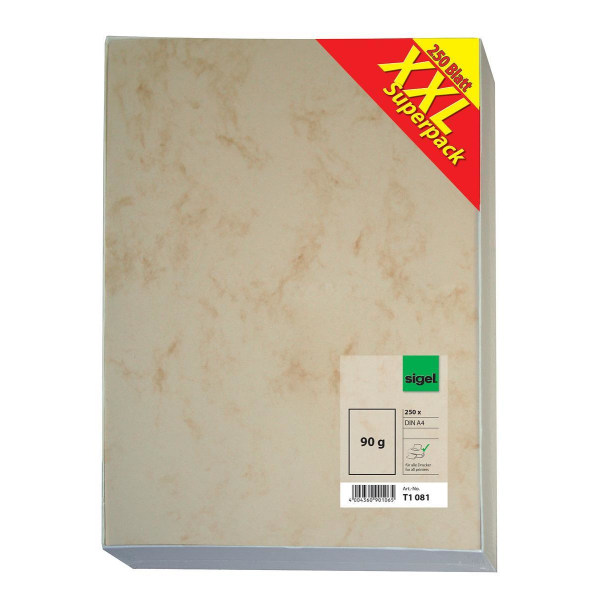 Kopieringspapper Sigel Marmor/Marble Beige (T1 081) A4 90g, 250 multifärg