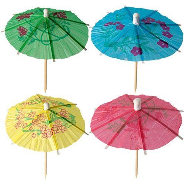 Partypicks Glassparaply, med motiv, 10cm, 6 paraply/fp multifärg