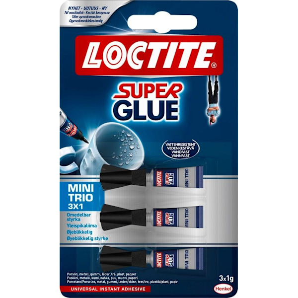 Superlim universal, Loctite Super Glue Mini Dose Trio, 3 x 1g Transparent