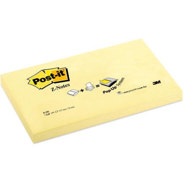 Notisblock / Z-block Post-it Z-Notes 76x127mm Gul 12/fp Gul