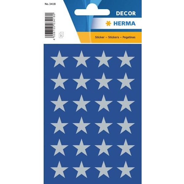 Dekorationsetiketter Herma 3418 Silverstjärnor 15mm 72/fp Silver
