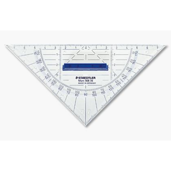 Vinkel / Geometrivinkel Staedtler Mars 568 36, 16cm med handtag Transparent