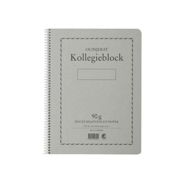 Kollegieblock A4, 90g, 70 blad Olinjerat 5/fp Vit