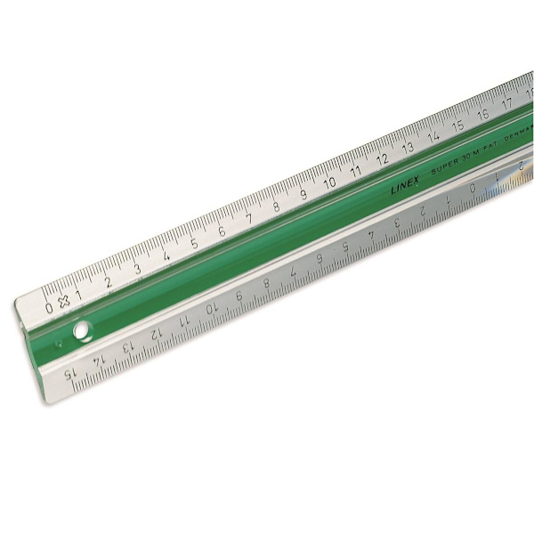 Linjal Linex, dubbel, antiglid, plast, 20cm cm/mm-gradering Grön