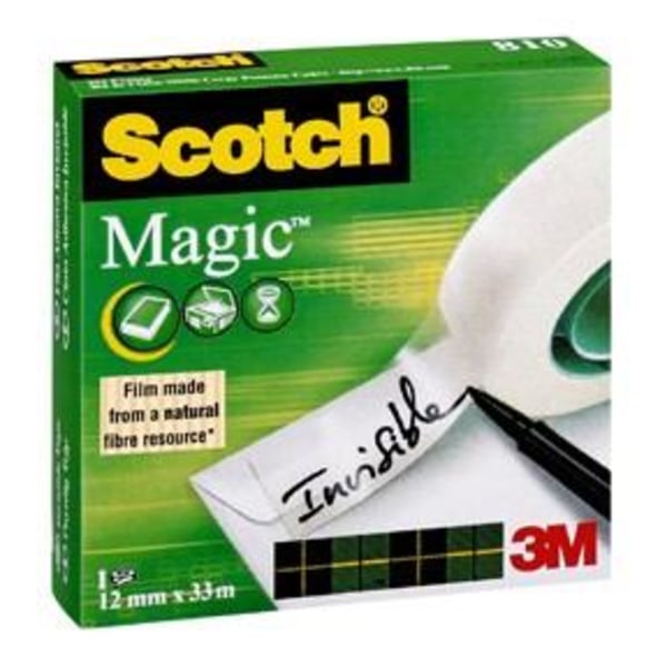 Dokumenttejp Scotch 810 Magic Invisible, 33m x 12mm, 1 rulle/fp Transparent