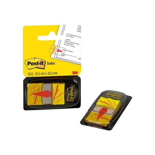 Märkflik Post-it Index 25,4x43,2mm 680-4 Skriv här, 50 flikar/fp multifärg