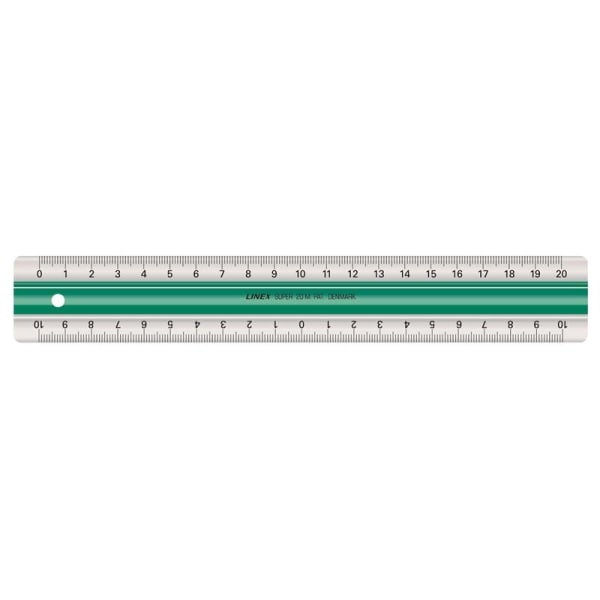 Linjal Linex, dubbel, antiglid, plast, 20cm cm/mm-gradering Grön
