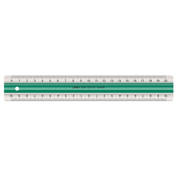 Linjal Linex, dubbel, antiglid, plast, 20cm cm/mm-gradering Grön