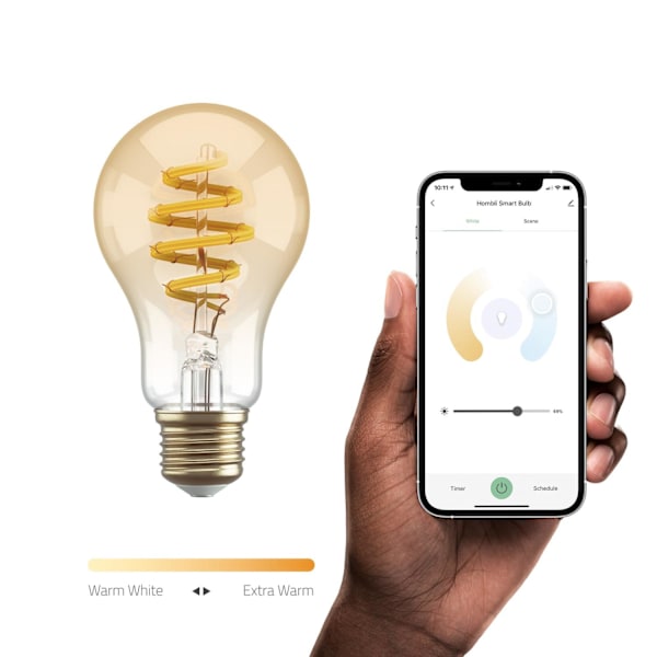 Smart lampa WiFi Hombli Amber A60 E27 LED CCT 5,5W Dimbar Retro Gul