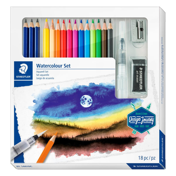 Presentset: Akvarellblock 24x30cm + Staedtler akvarellpennor multifärg