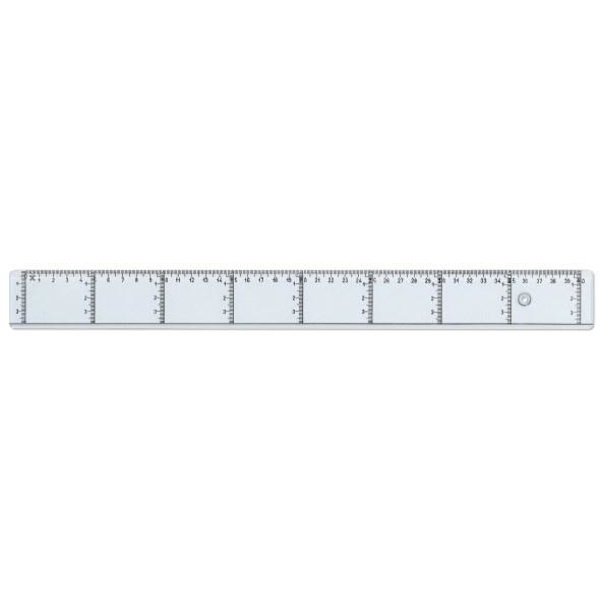 Linjal, tvärgraderad, plast, 40cm cm/mm-gradering 1/fp Transparent