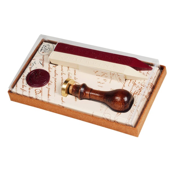 Sigillset J.Herbin Lily, Sigillstämpel + 2 st sigillack, Röd/Vit multifärg