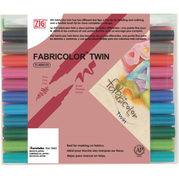 Textilpenna Zig Fabricolor Twin TC-4000, 24 färger/fp