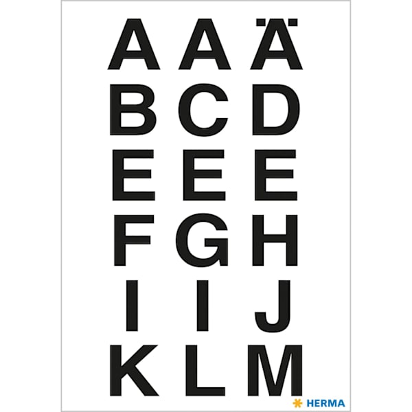 Märketikett Herma Vario 4135 Bokstäver A-Z 15mm, 20x20mm, Svart Svart