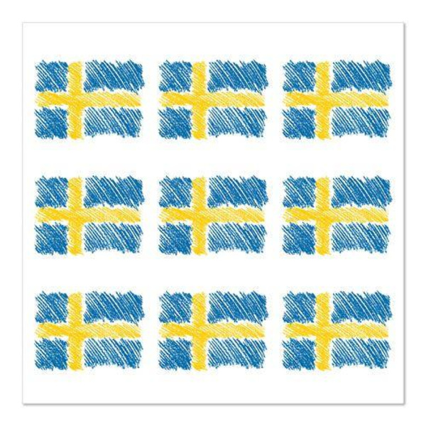 Servett med svenska flaggan 33x33cm Sverigeflagga, 20 servetter multifärg