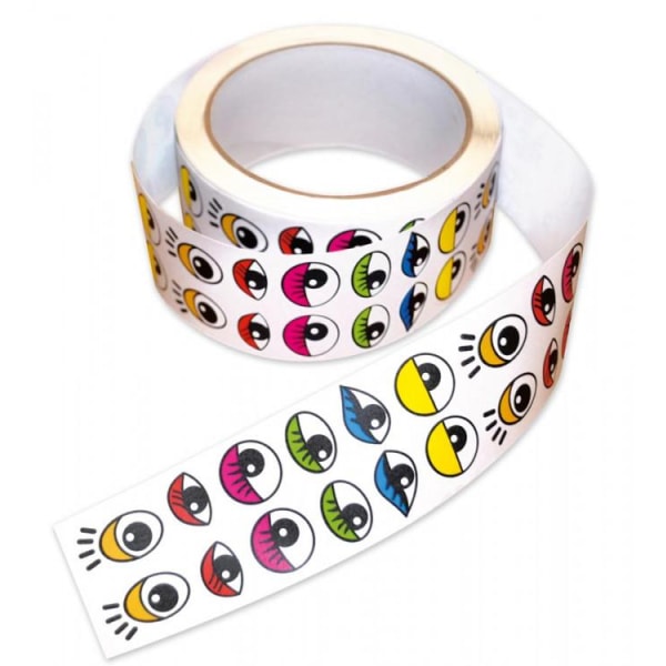 Stickers/Klistermärken på rulle, färgade ögon, 2000 etiketter/rl multifärg