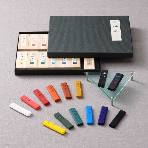 Bläckblock Kuretake Saiboku Shimbi 14 Ink stick set, 14 färger multifärg