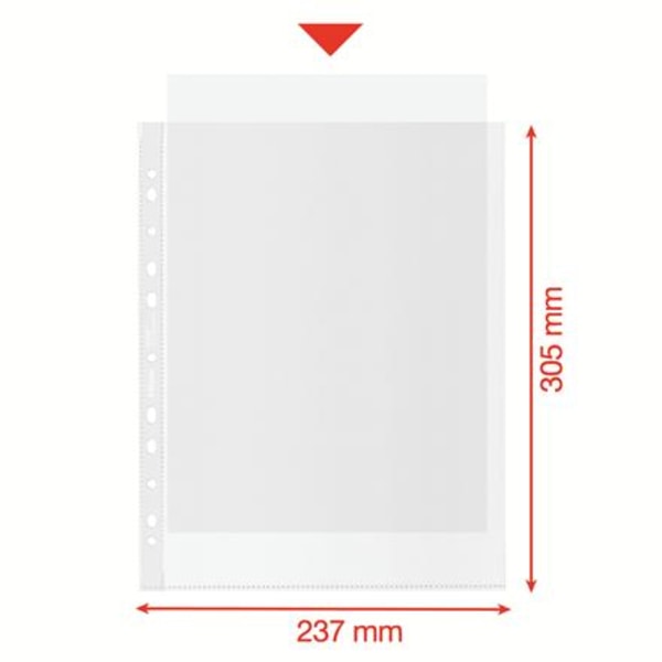 Plastficka 100% Återvunnen, A4+ MAXI, 0,10mm, präglad 100/fp Transparent