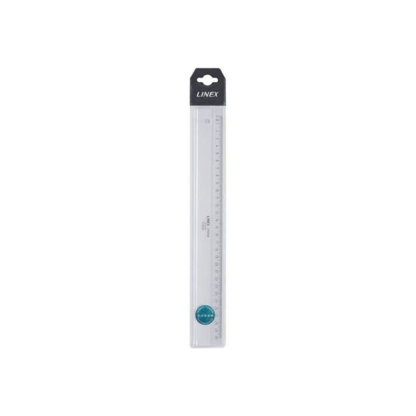Linjal Linex A1530M 30cm, Glasklar akryl, 1/fp multifärg