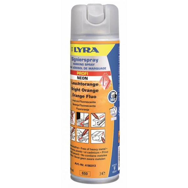 Märkspray/Spayfärg Lyra Profi 4180, 500ml, Neonorange/Lysorange Orange