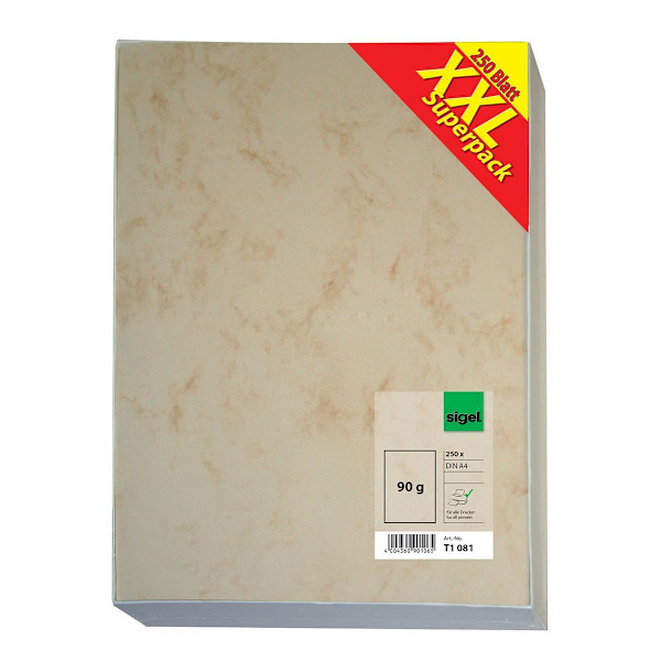Kopieringspapper Sigel Marmor/Marble Beige (T1 081) A4 90g, 250 multifärg